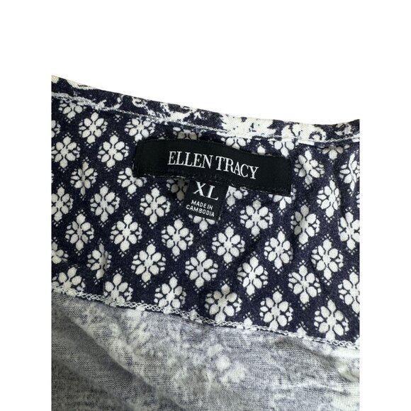Ellen Tracy Womens XL Mixed Print Rayon/Spandex Top With Button Detail - Picture 3 of 5